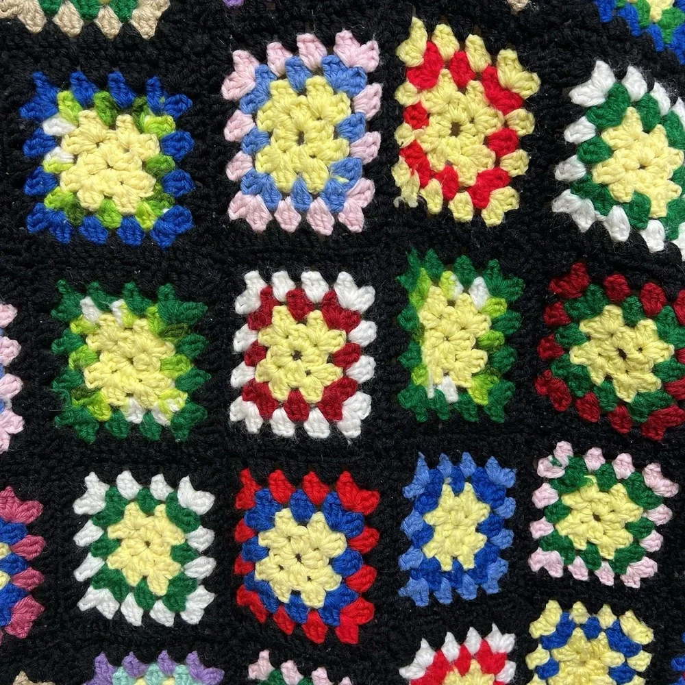 Granny‎ Square Handmade Afghan Blanket Multicolor 42x55